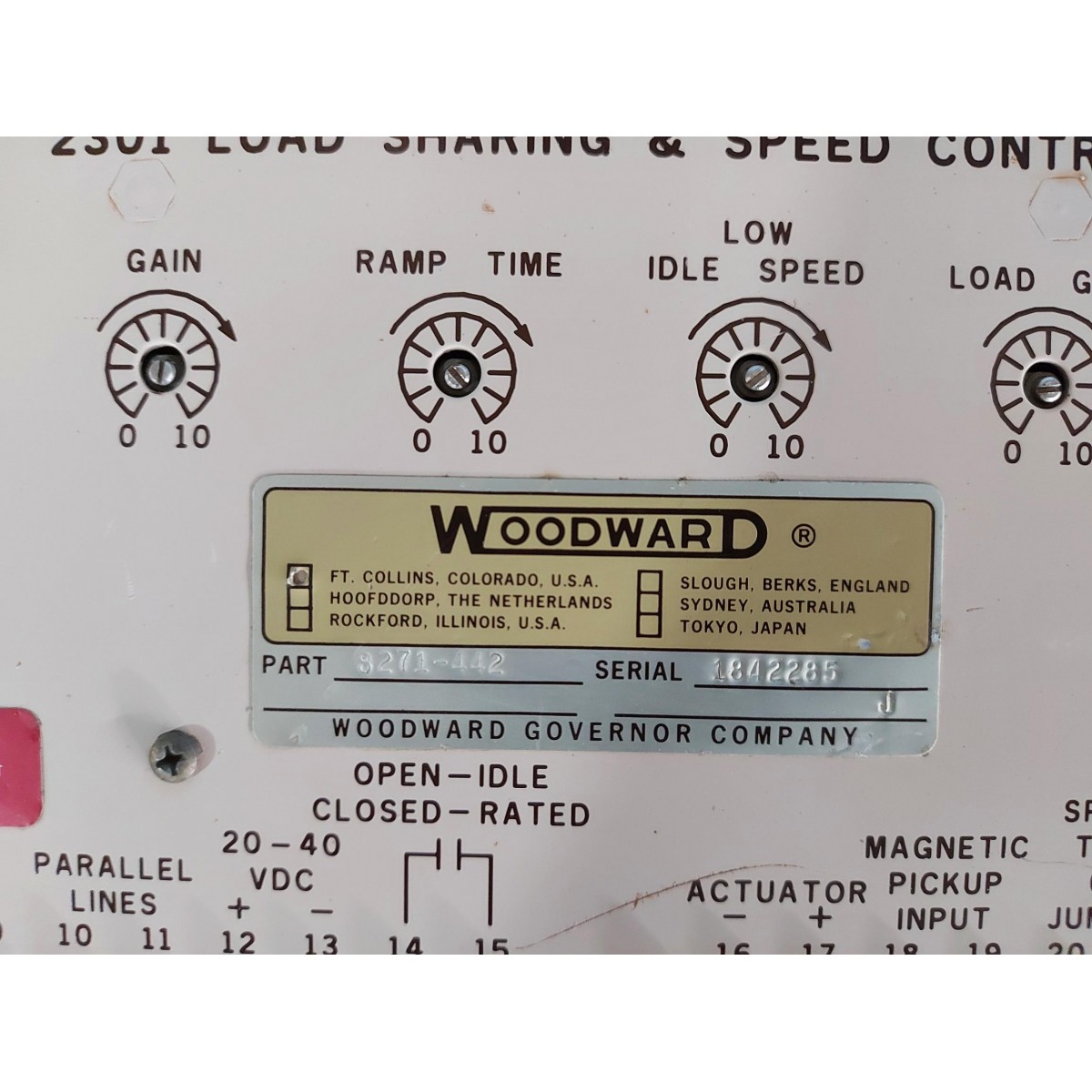 WOODWARD 8271 442 2301 LOAD SHARING SPEED CONTROL REV J Atlas