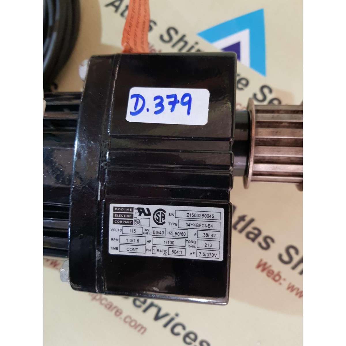 BODINE ELECTRIC 34Y4BFCI-E4 GEAR MOTOR| Atlas Shipcare Services