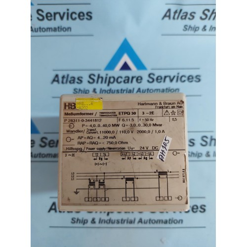 HARTMANN & BRAUN P 28311-0-3441812 MEBUMFORMER TRANSDUCER ETPQ 30