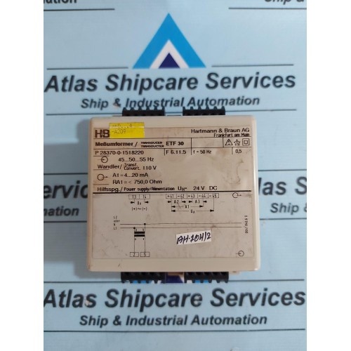 HARTMANN & BRAUN P 28370-0-1518220 MEBUMFORMER TRANSDUCER ETF 30