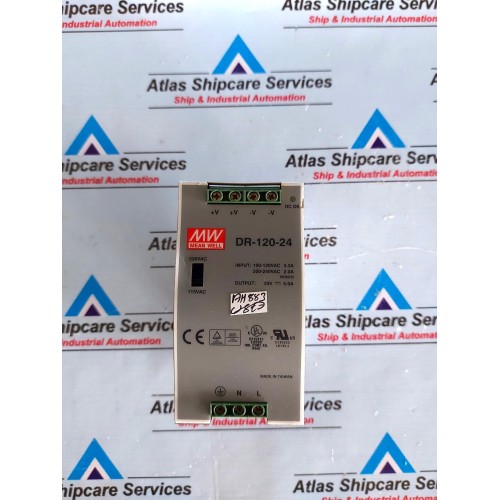 MEAN WELL DR-120-24 POWER SUPPLY 100-120VAC 3.3A 50/60Hz