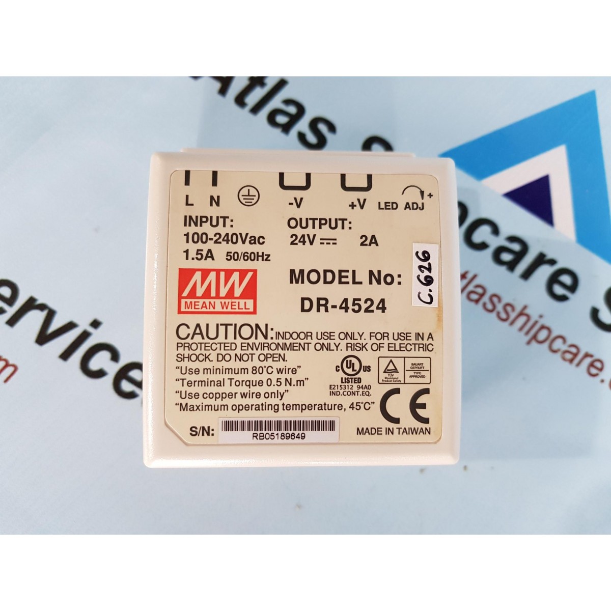 MEAN WELL DR-4524 AC TO DC DIN-RAIL POWER SUPPLY| Atlas Shipcare Services