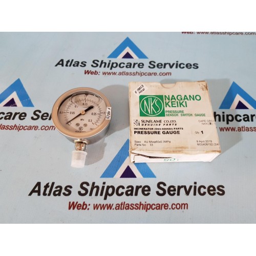 NAGONO KEIKI GV50-123 PRESSURE GAUGE