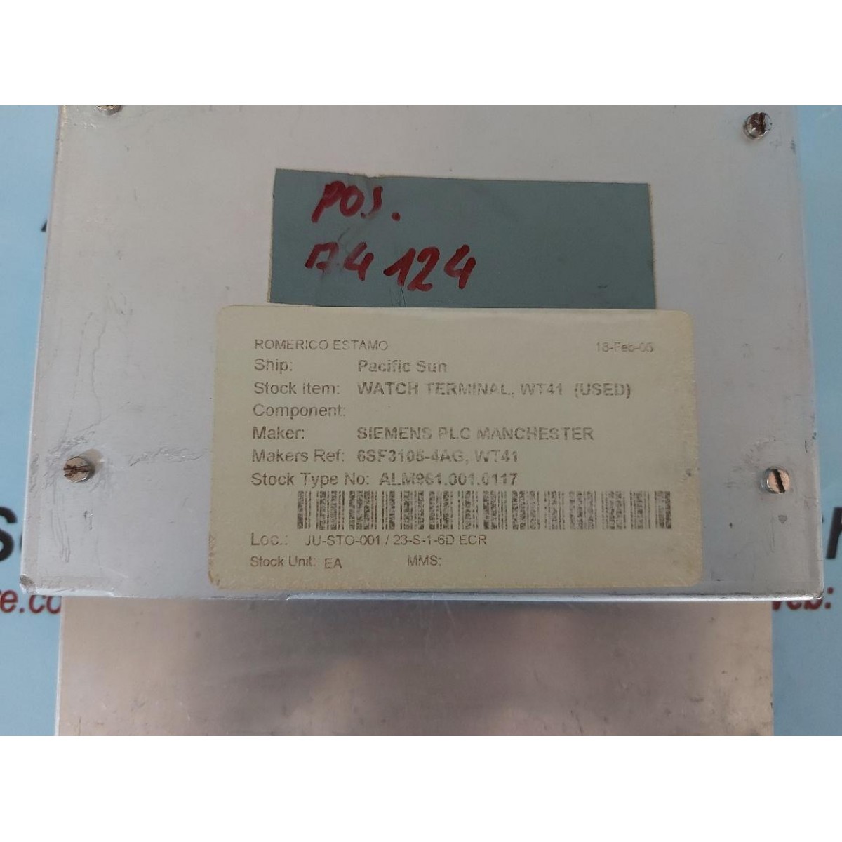 SIEMENS WT41 6FS3105-3AG WATCH TERMINAL| Atlas Shipcare Services