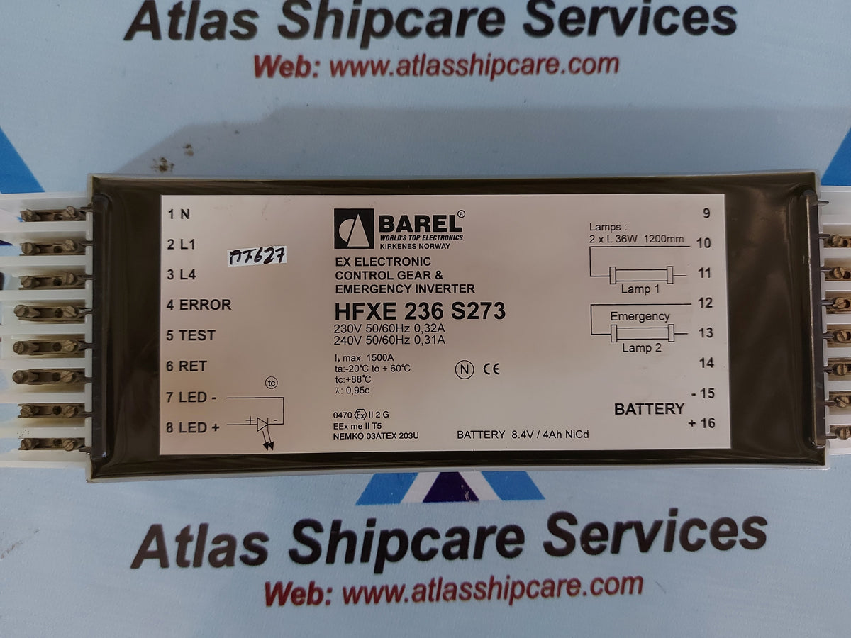 BAREL HFXE 236 S273 EX ELECTRONIC CONTROL GEAR & EMERGENCY INVERTER