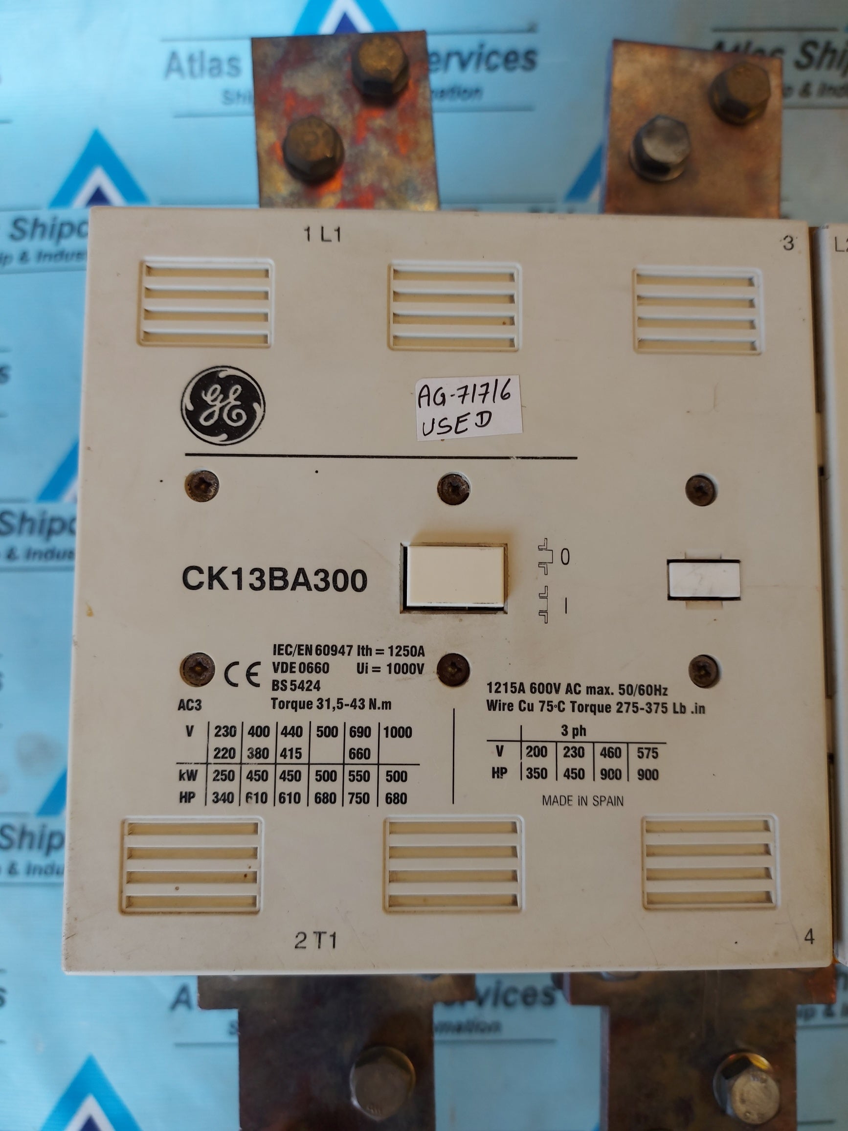 GE CK13BA300 CONTACTOR 1250A 600VAC 50/60Hz