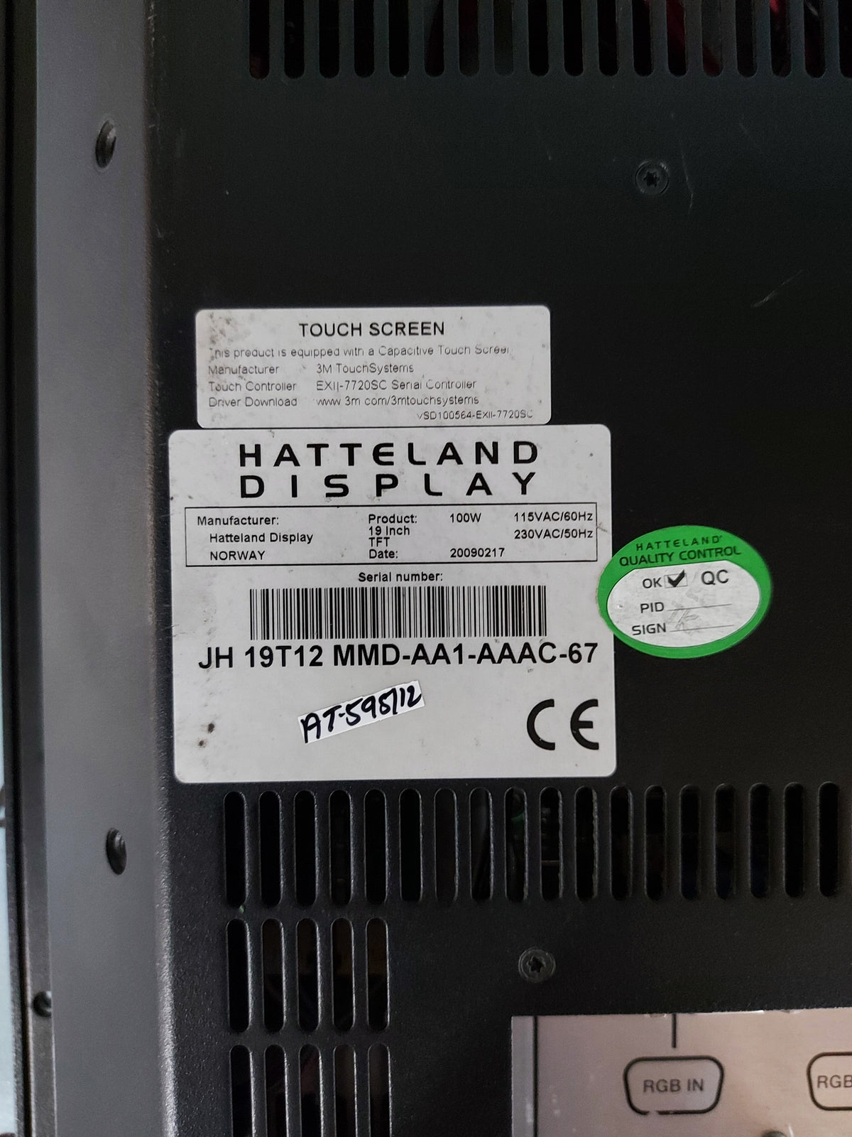 HATTELAND TOUCH SCREEN DISPLAY 19 INCH JH 19T12&nbsp;