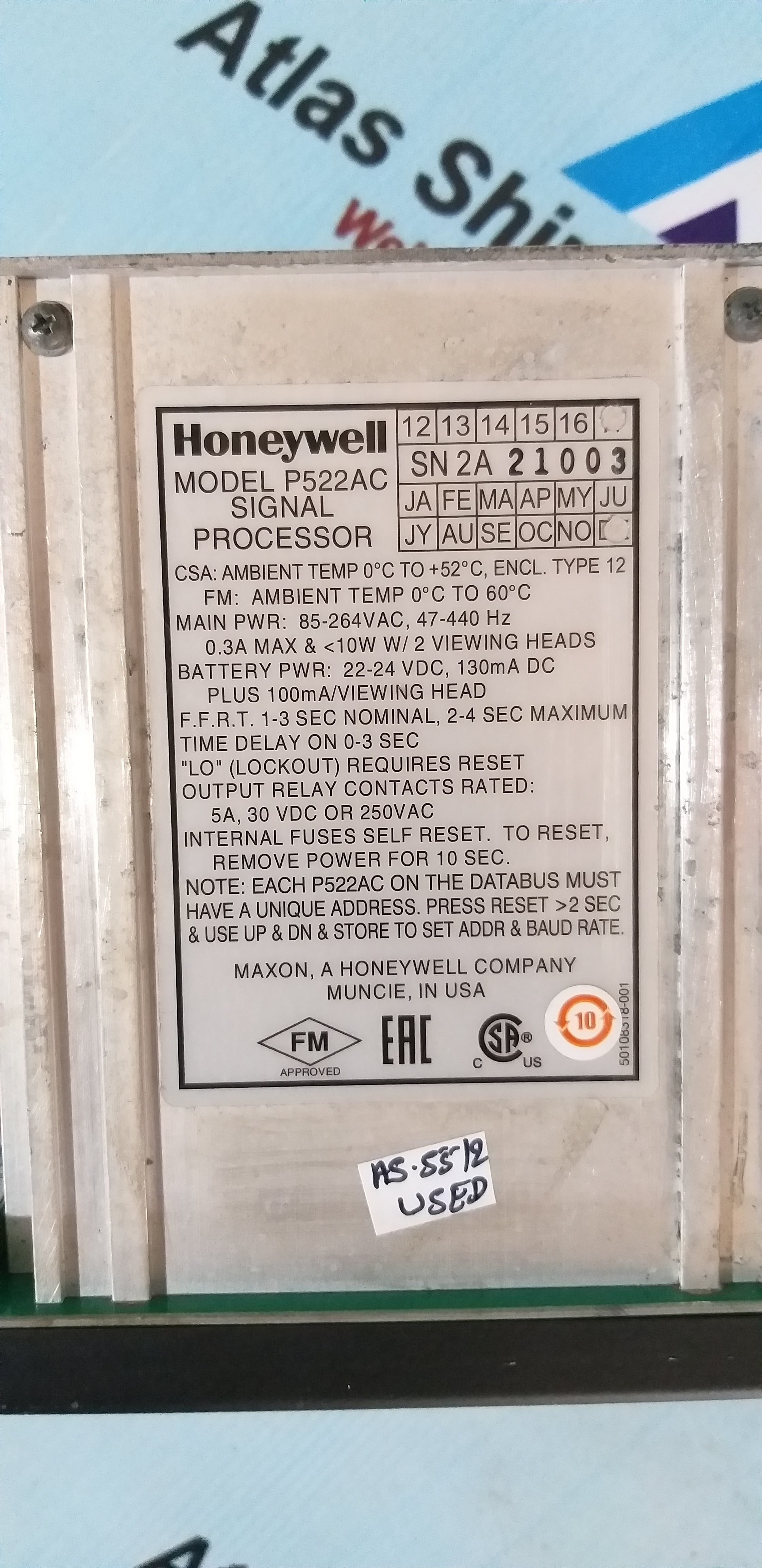 Honeywell P522AC Signal Processor 85-264Vac 47-440Hz 50108318-001