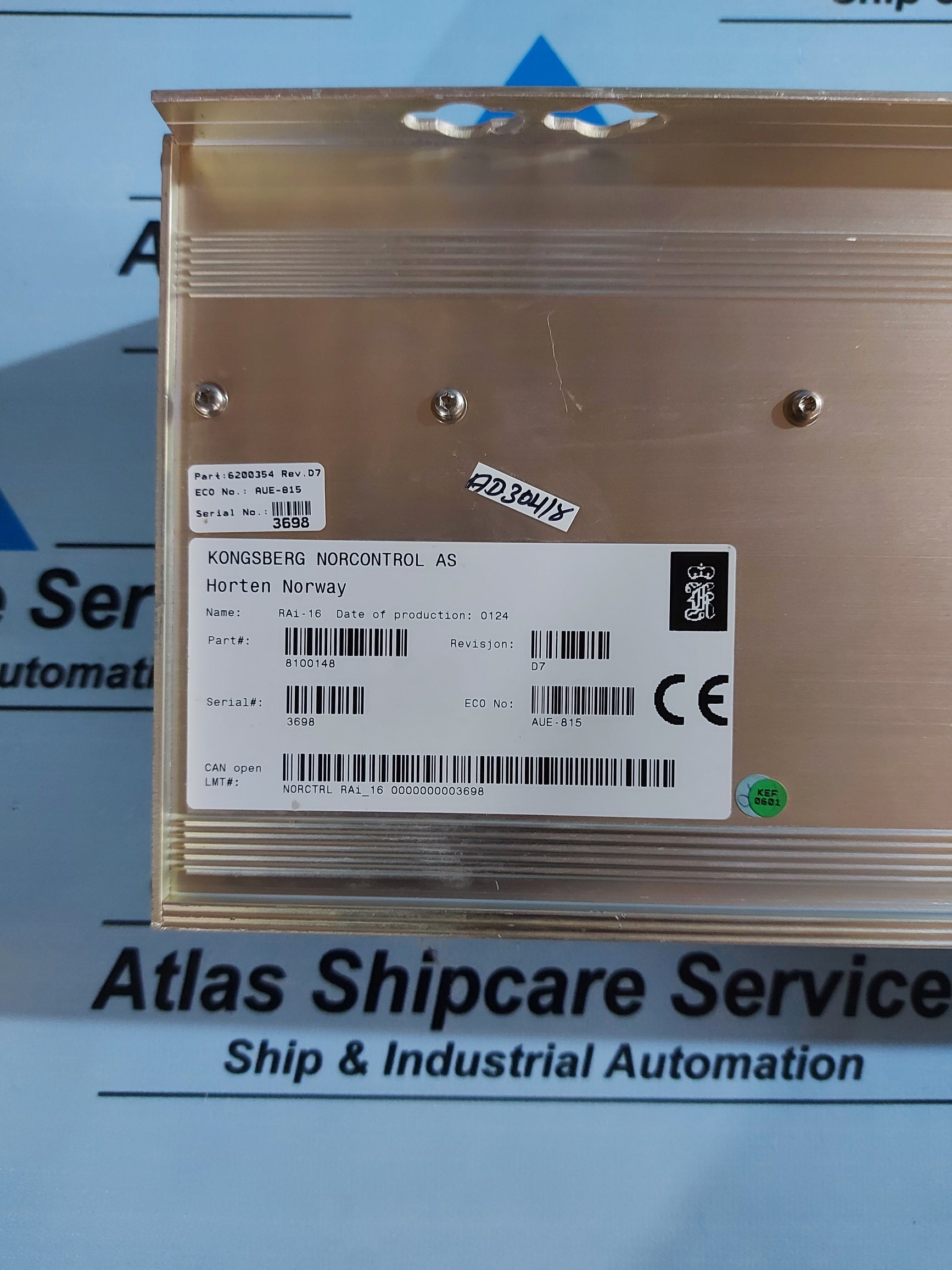 KONGSBERG RAi-16 8100148 REMOTE ANALOG INPUT MODULE REV.D7