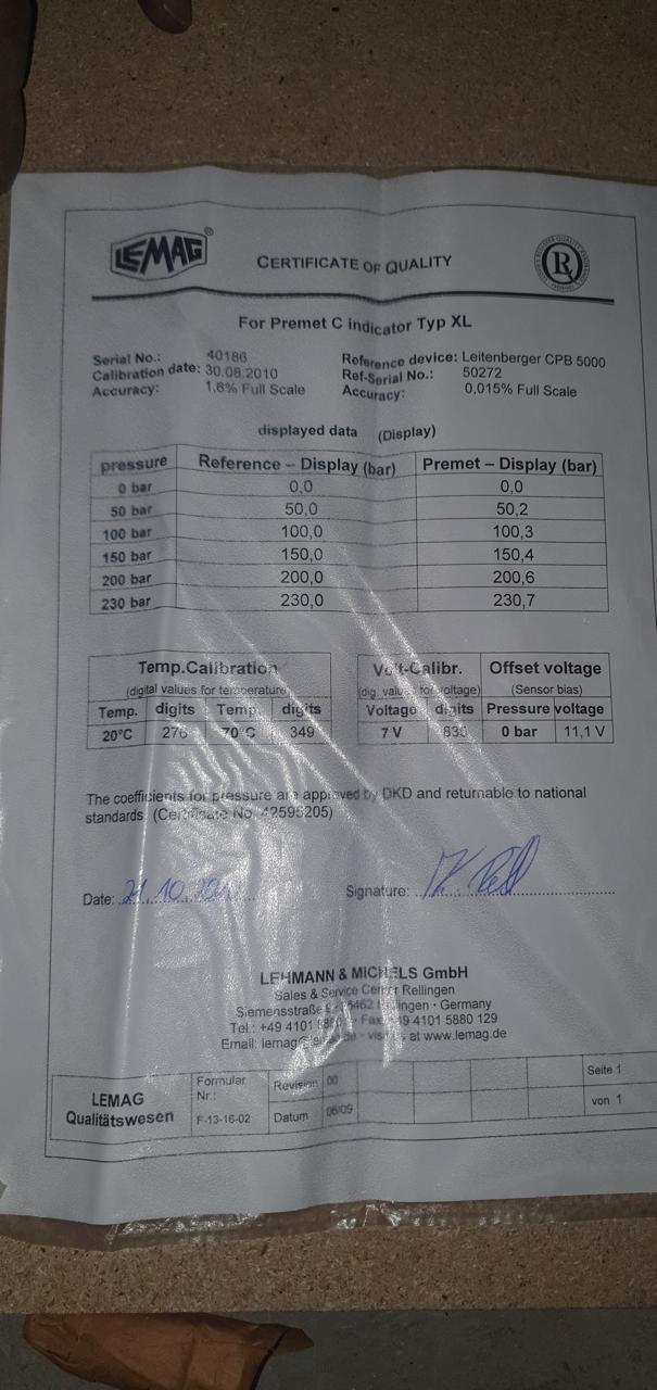 LEMAG 280 40 012 PREMET C PRESSURE INDICATOR
