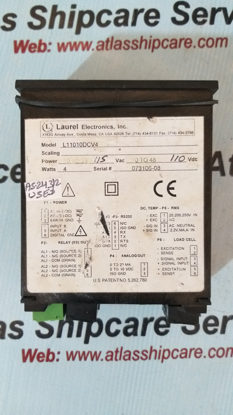 Laurel Electronics L1010DCV4 DC Voltmeter 15Vac 110 Vdc