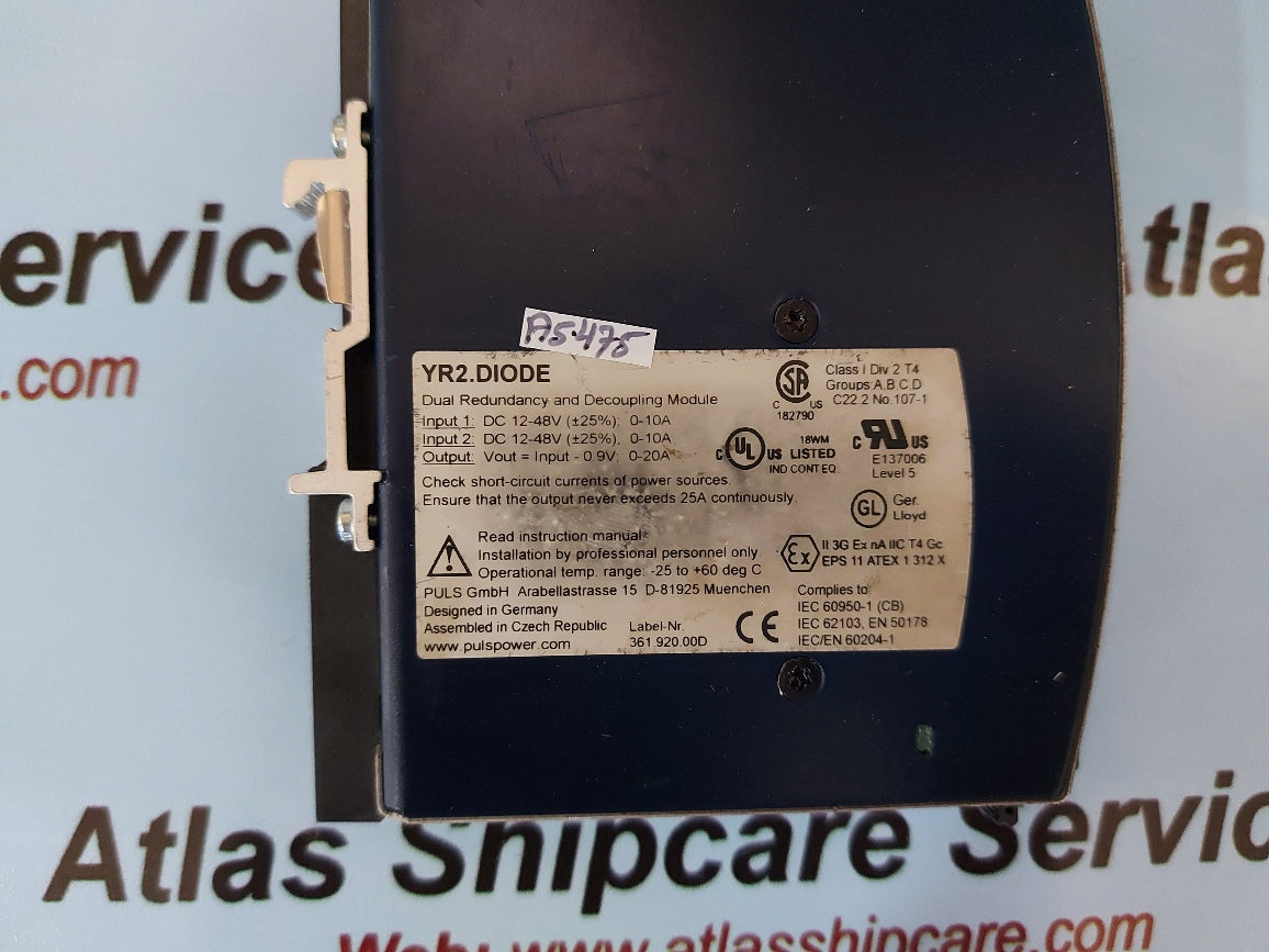 Puls YR2.DIODE Dual Redundancy And Decoupling Module