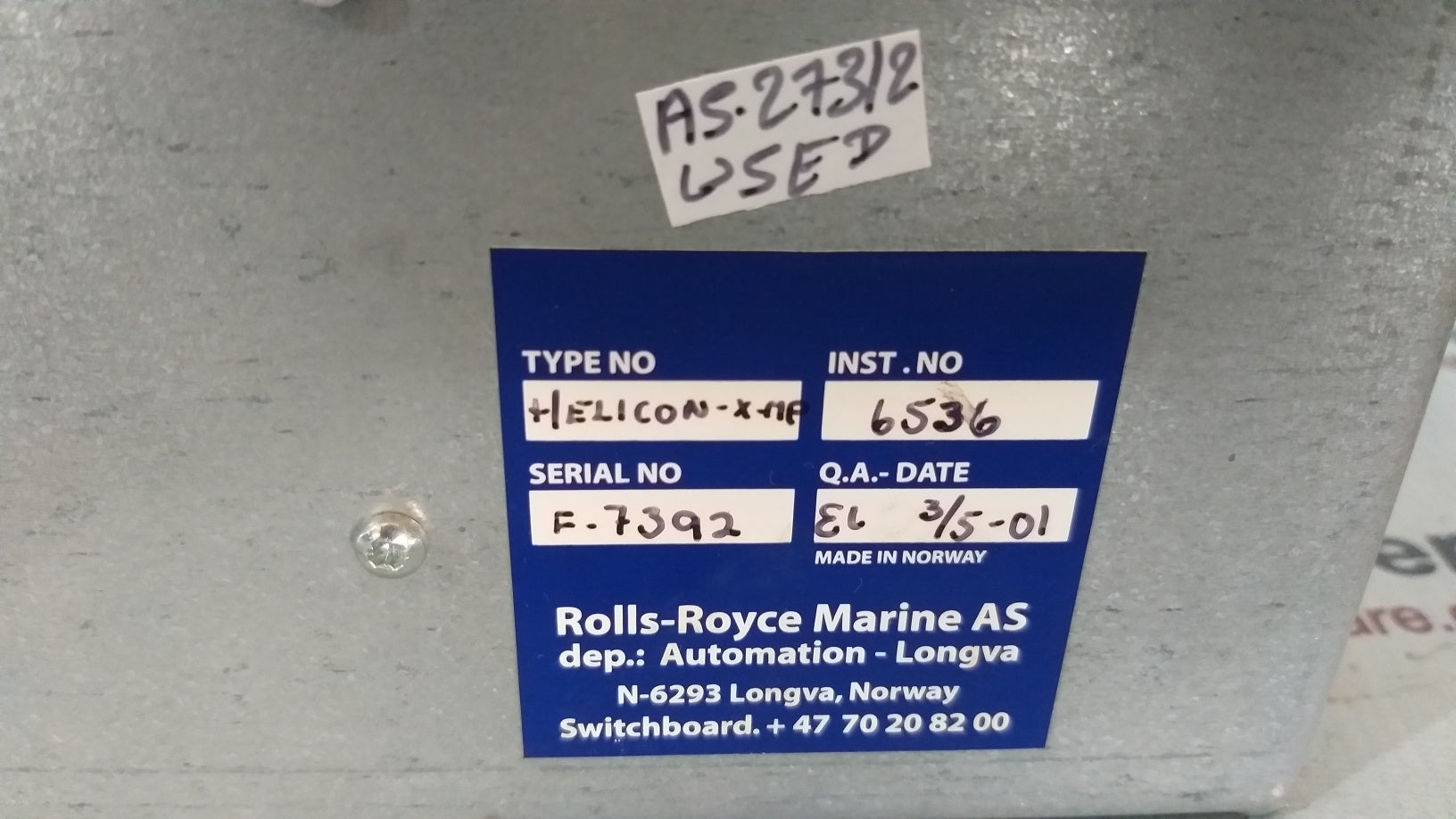 Rolls-Royce Helicon-X-MP 6536 Control Panel