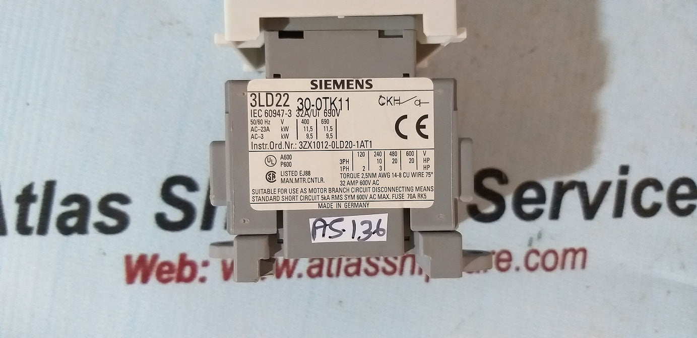 Siemens 3LD2230-OTK11 Cam Load Switch