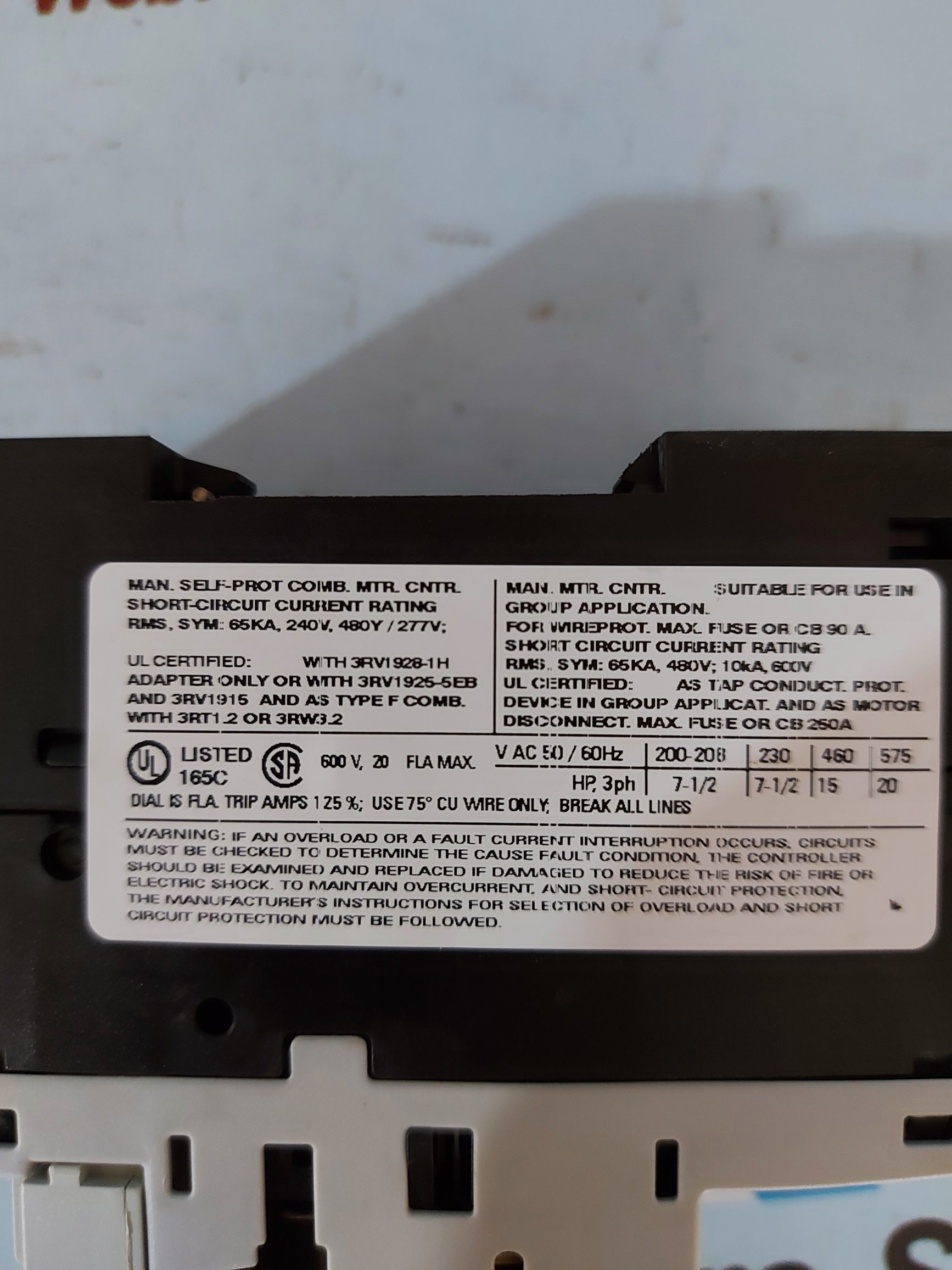 Siemens 3RV1021-4BA10 Motor Starter Protector