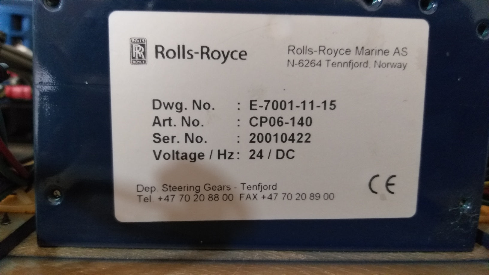 Ulstein Rolls-Royce CP06-140 Emergency Steering Gear Control Panel