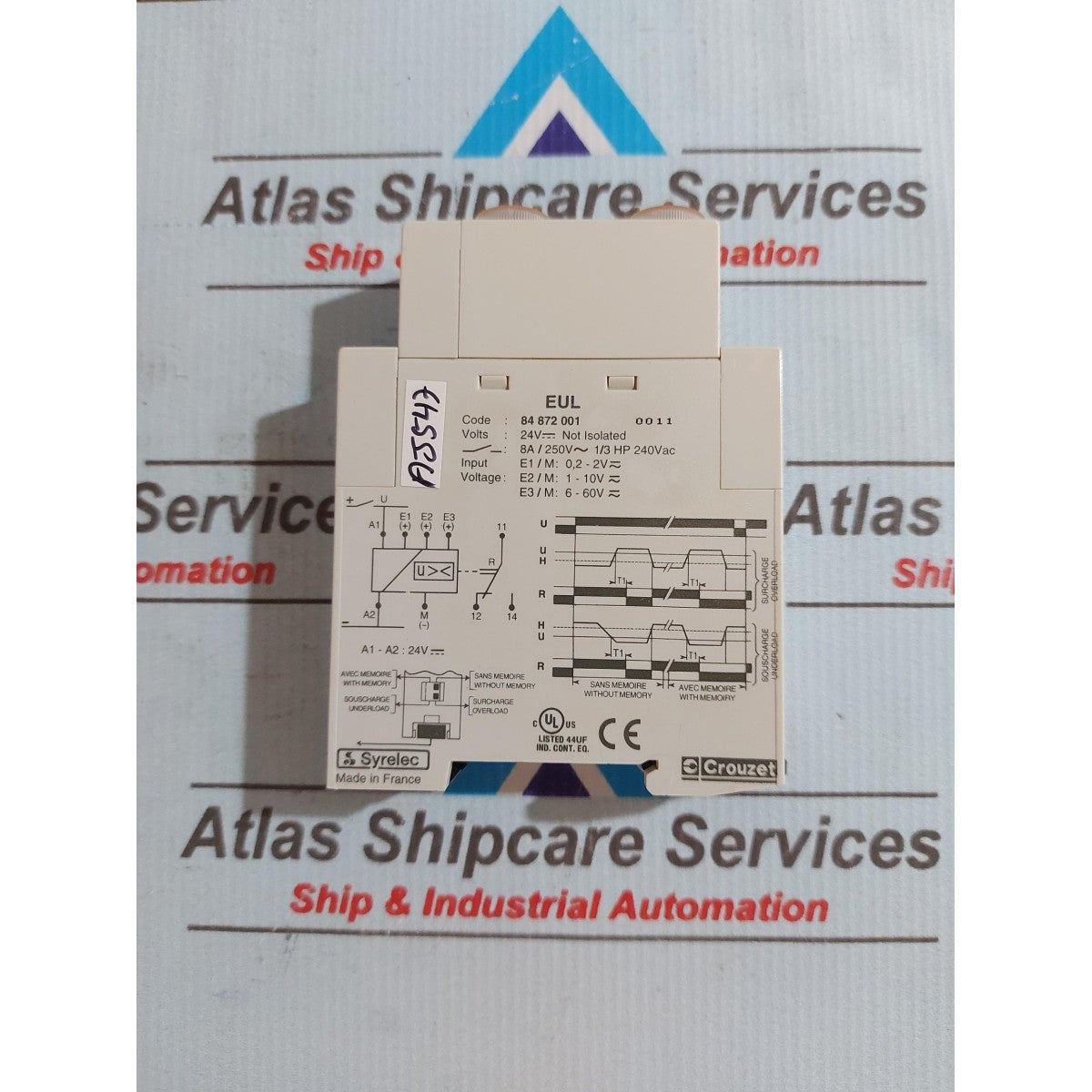 CROUZET EUL 84 872 001 MONITORING RELAY 8A/250~ 1/3 HP 240VAC